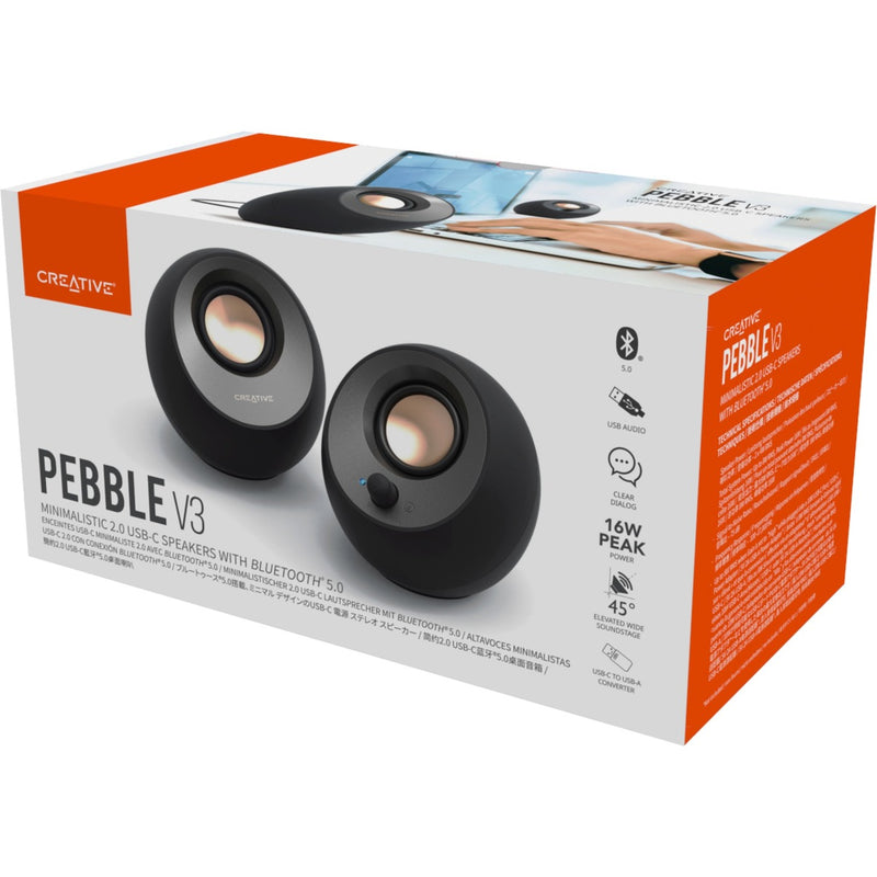 Load image into Gallery viewer, Creative pebble v3 pc-luidspreker (zwart, bluetooth, usb-c, aux)
