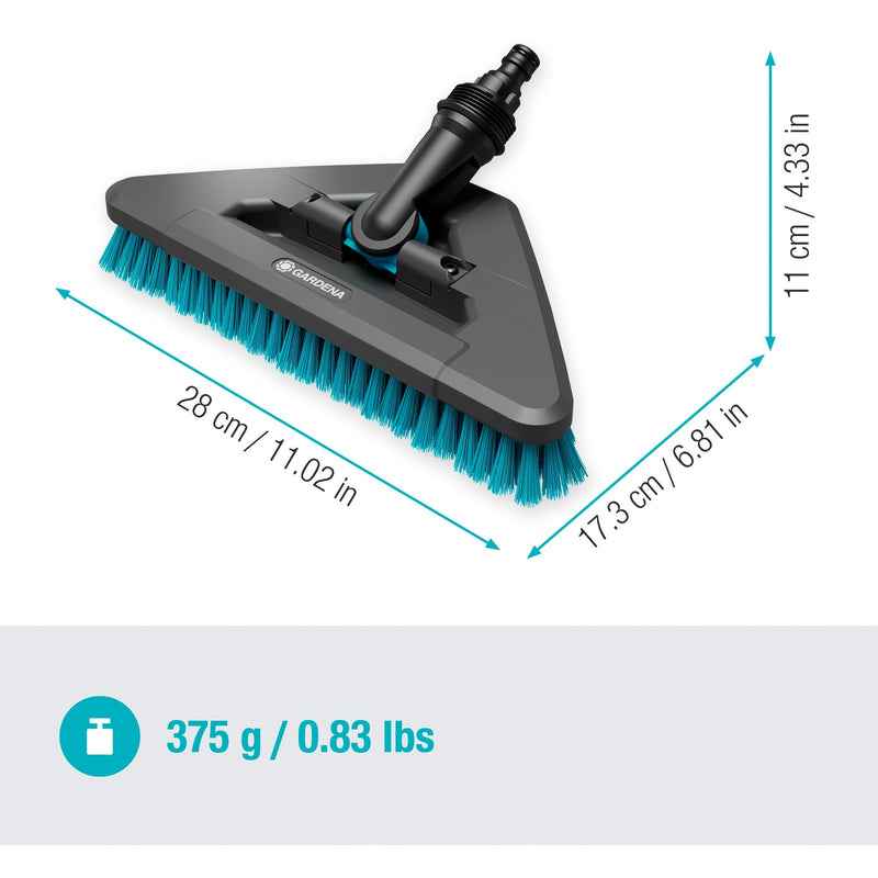 Load image into Gallery viewer, Gardena cleansystem steelborstel hard flex, borstel voor grotere, harde vlakken wasborstel (grijs turquoise, 18814-20)