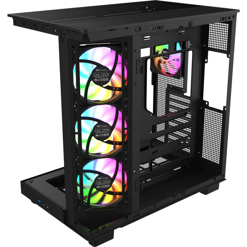 Load image into Gallery viewer, Thermaltake view 380 xl ws argb midi tower behuizing (zwart houtkleur | 2x usb-a | 1x usb-c | rgb | tempered glass)