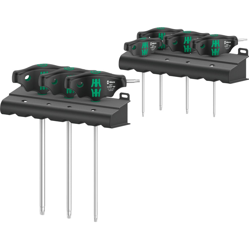 Load image into Gallery viewer, Wera 467 7 torx hf-set 1 kruiskopschroevendraaier + rek, 7 stuks (zwart groen, met holdingfunctie)