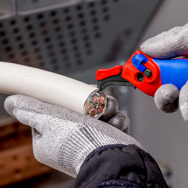 Load image into Gallery viewer, Knipex kabelmes, met glijschoen (rood blauw)