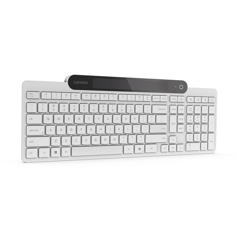 Afbeelding laden in galerijviewer, Lenovo 800 self-charging bluetooth keyboard (wit, us lay-out (qwerty), plunger, 100%, plunger switch, bluetooth 5.1, usb-c)