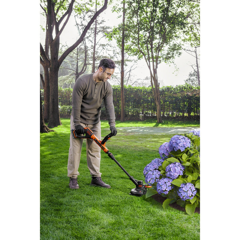 Afbeelding laden in galerijviewer, Black+decker 18v trimmer met 2 messen en accu grastrimmer (zwart oranje, 25 cm, accu inbegrepen)