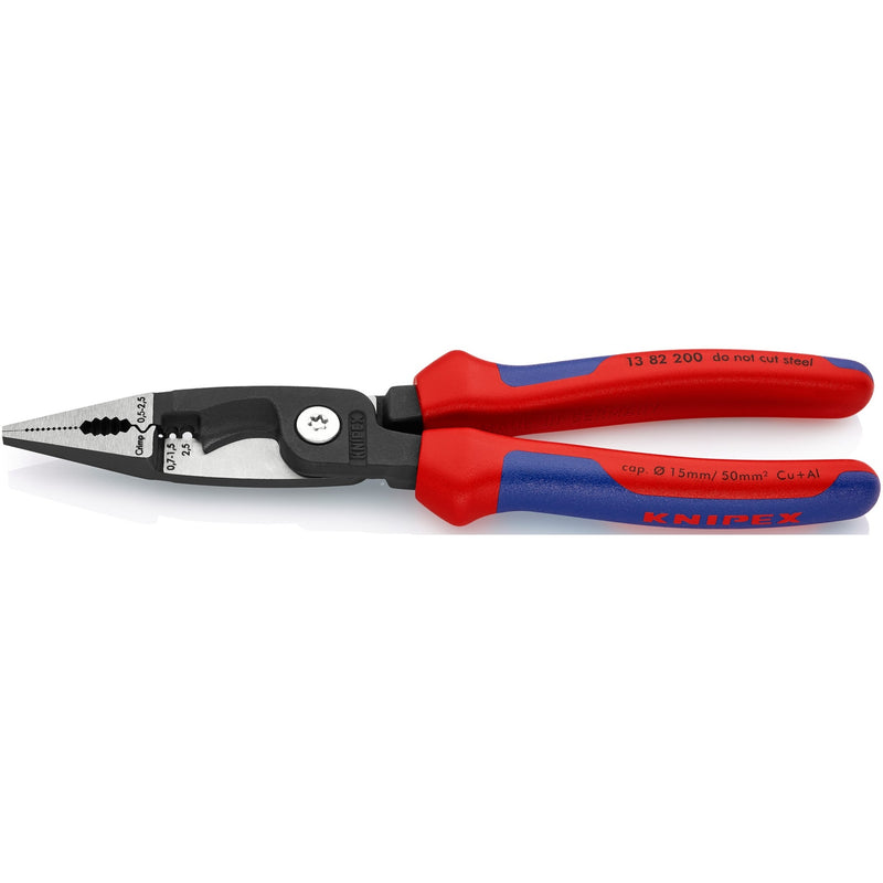Load image into Gallery viewer, Knipex elektro-installatietang 13 82 200 (rood blauw, slank ontwerp, geschroefde verbinding)