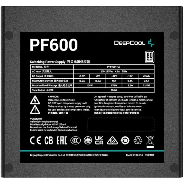 Afbeelding laden in galerijviewer, Deepcool pf600 600 watt voeding (zwart, 4x pcie)