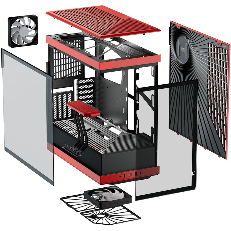 Load image into Gallery viewer, Hyte y40 midi tower behuizing (rood zwart | 2x usb-a | 1x usb-c | tempered glass)