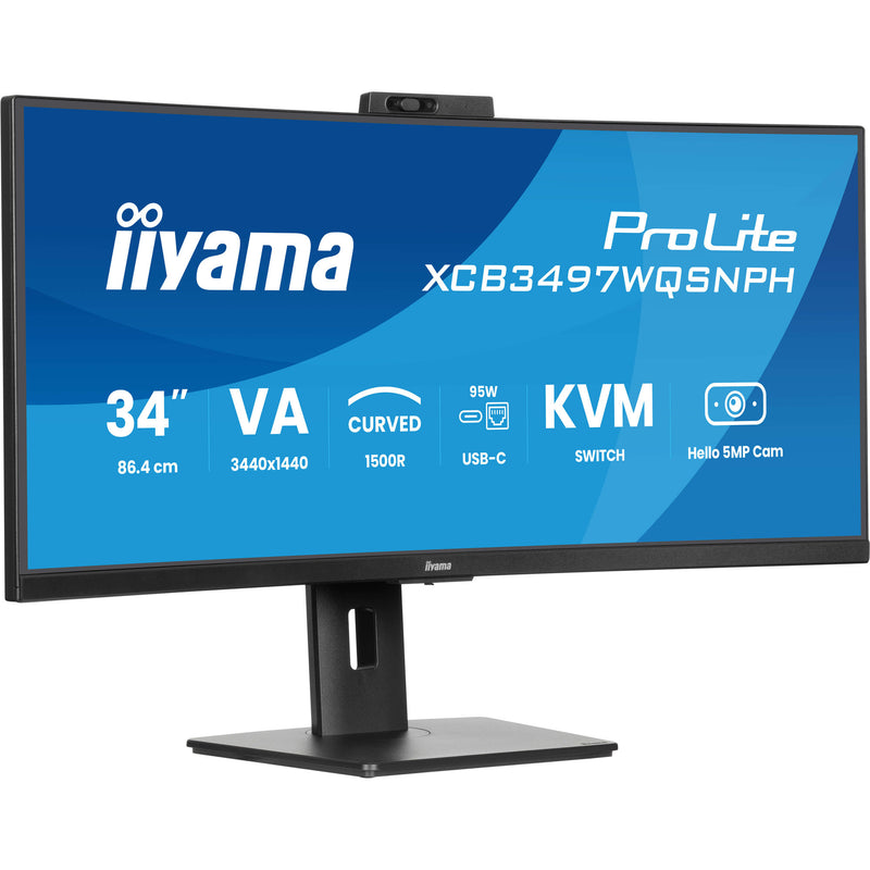 Load image into Gallery viewer, Iiyama prolite xcb3497wqsnph-b1 34 curved ultrawide monitor (zwart, 2x hdmi, displayport, 2x usb-a, 4x usb-c, rj-45)