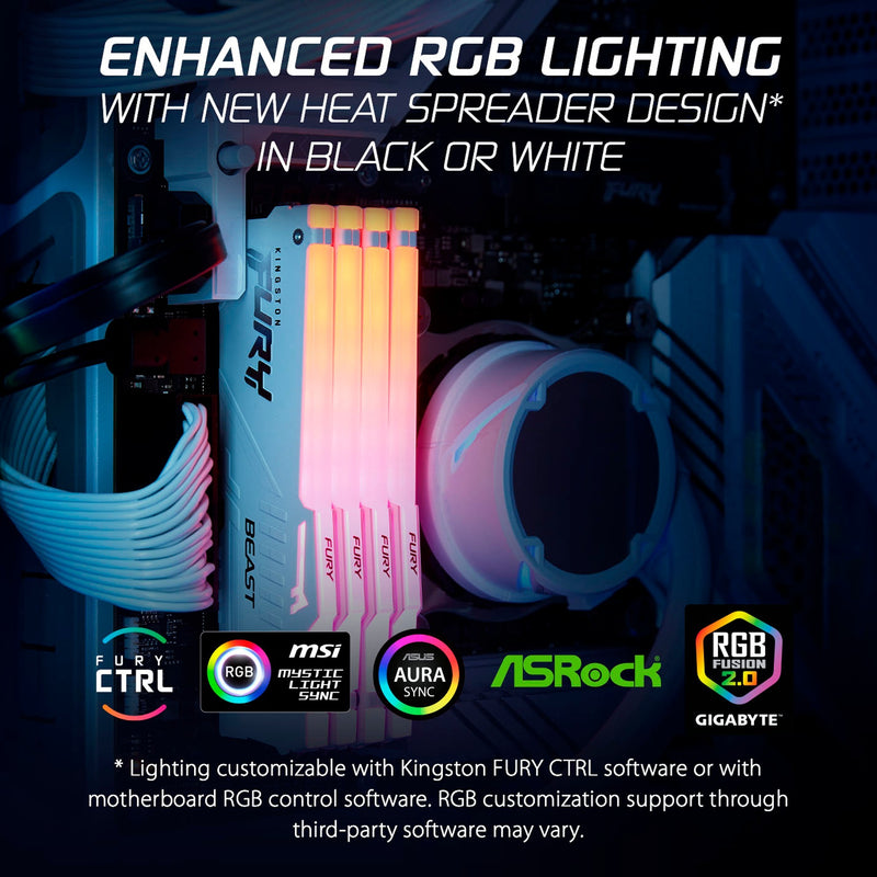 Load image into Gallery viewer, Kingston fury beast rgb 16 gb ddr5-5600 (1x 16 gb) werkgeheugen (wit, kf556c40bwa-16, xmp 3.0)
