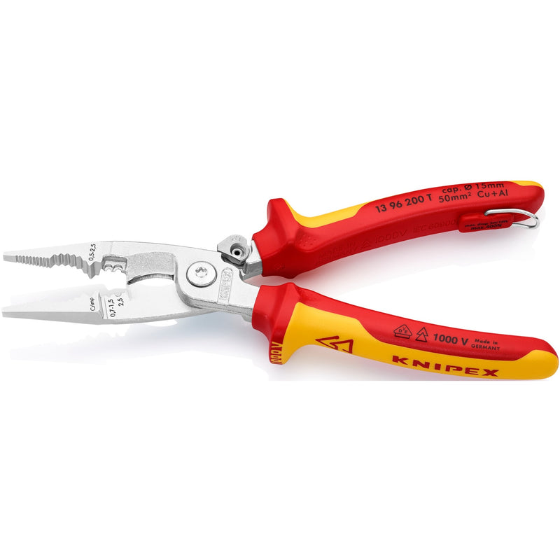Load image into Gallery viewer, Knipex elektro installatietang 13 96 200 t (rood geel)