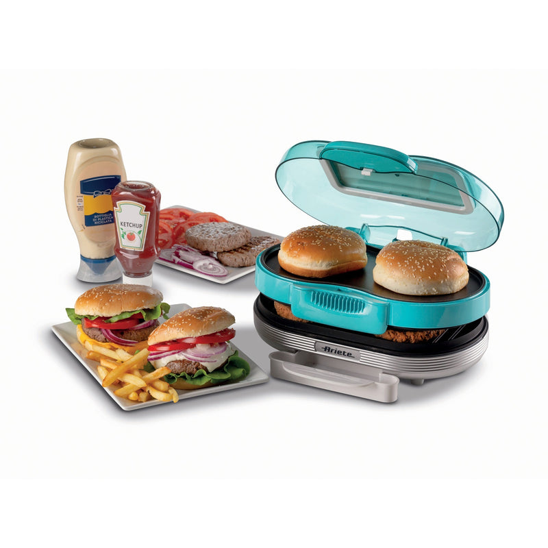 Load image into Gallery viewer, Ariete party time hamburger maker 0205 01 elektrische bakplaat (lichtblauw wit)