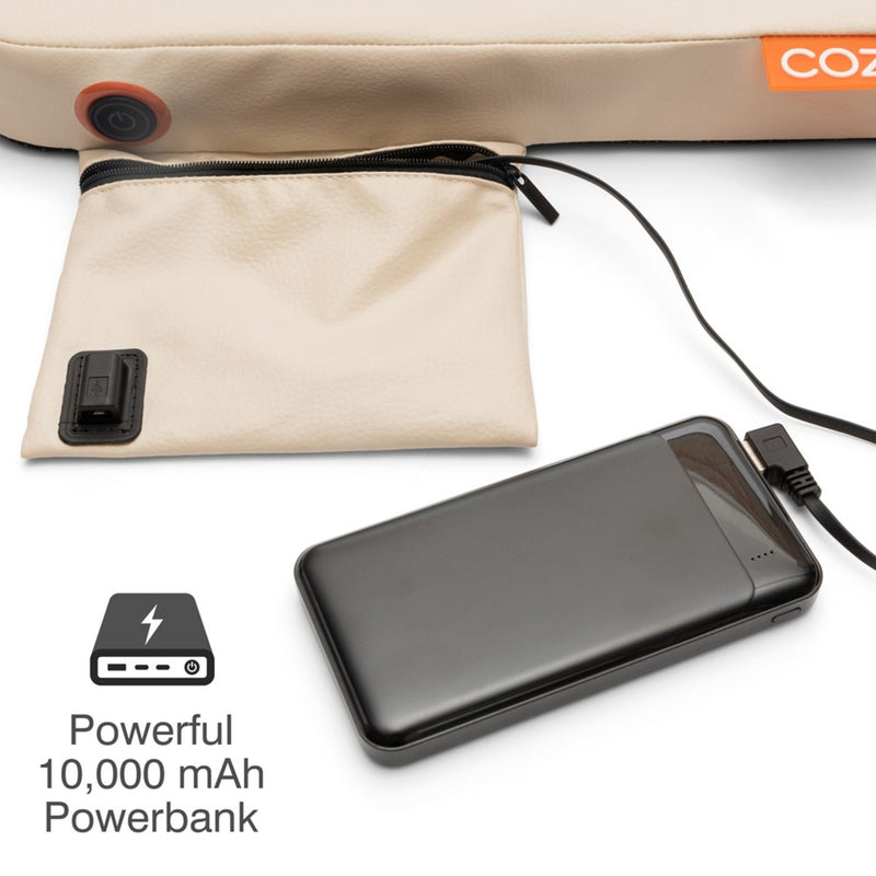 Afbeelding laden in galerijviewer, Cozy jord outdoor infrarood verwarmd draadloos zitkussen warmtekussen (lichtbeige, powerbank 10000 mah)