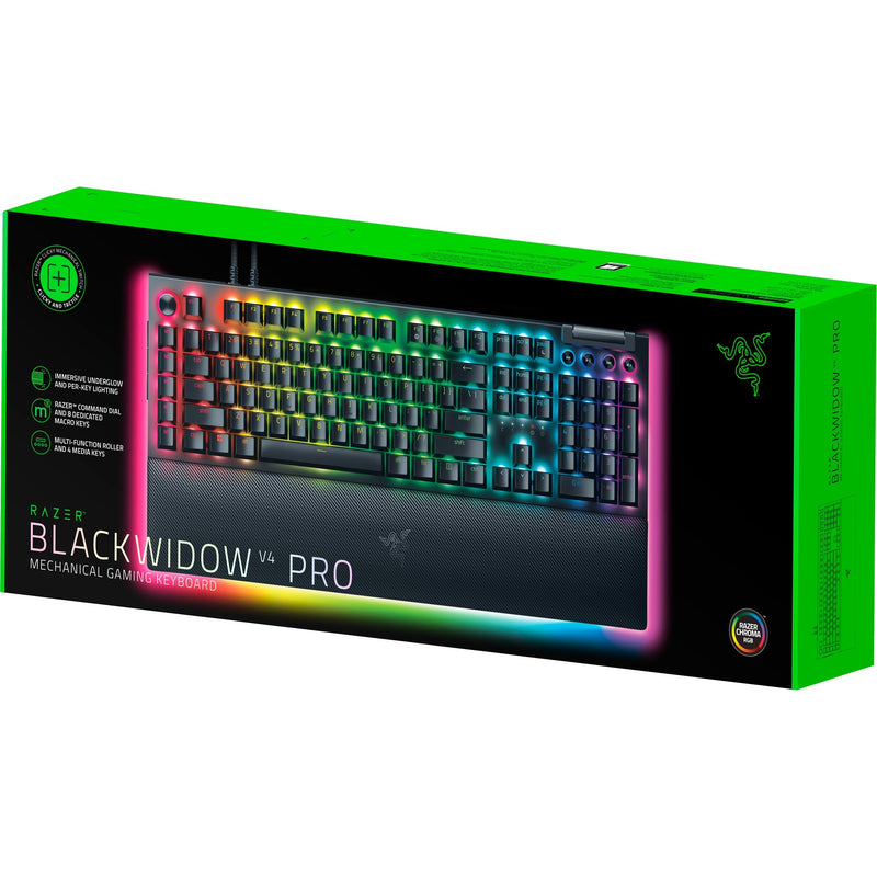Load image into Gallery viewer, Razer blackwidow v4 pro, gaming toetsenbord (zwart, us lay-out, green, rgb leds, doubleshot abs)