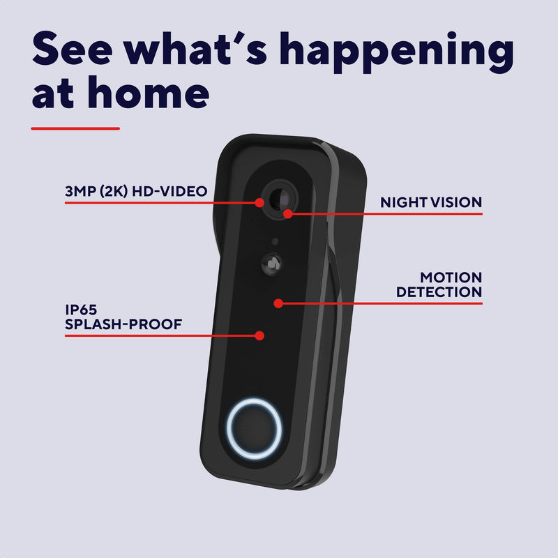 Load image into Gallery viewer, Trust doorcam-3000 slimme wifi deurbelcamera (zwart, 2.4 ghz wifi)