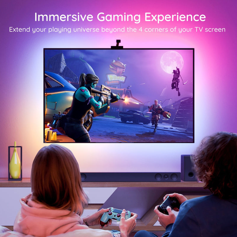 Afbeelding laden in galerijviewer, Govee h6199 dreamview t1 tv achtergrondverlichting sfeerverlichting (5 meter, rgbic, wifi, bluetooth, voor 75 - 85 inch tv's)