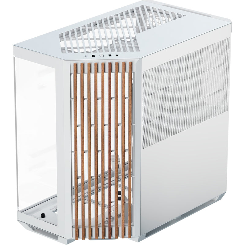 Load image into Gallery viewer, Apnx v1-w-wt-v1 midi tower behuizing (wit houtkleur | 2x usb-a | 1x usb-c | window)