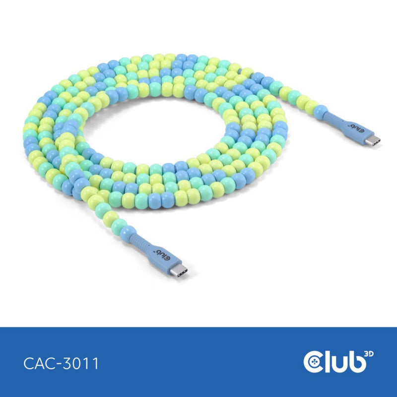 Afbeelding laden in galerijviewer, Club 3d usb-c beaded cable blue, 2 meter kabel (blauw)