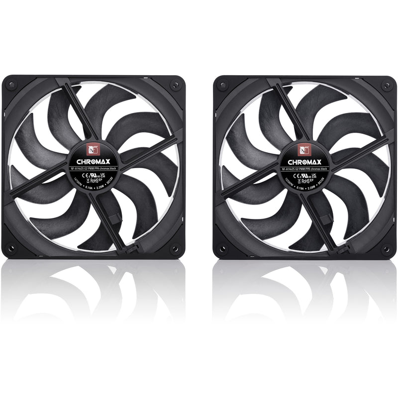 Load image into Gallery viewer, Noctua nf-a14x25 g2 pwm sx2-pp chromax.black case fans (zwart, 2 stuks, 140 x 140 x 25 mm)