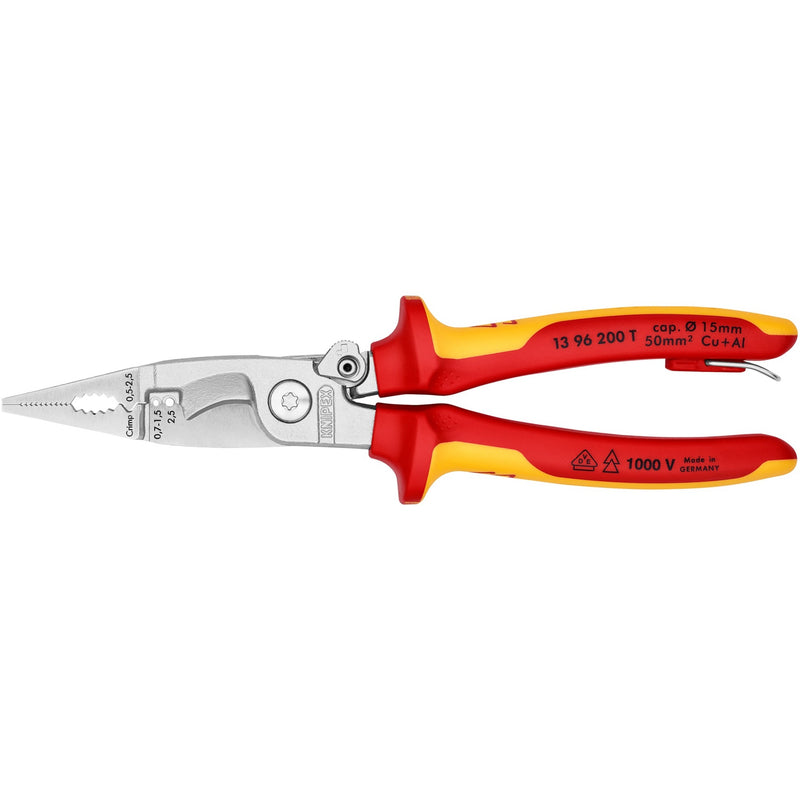 Load image into Gallery viewer, Knipex elektro installatietang 13 96 200 t (rood geel)