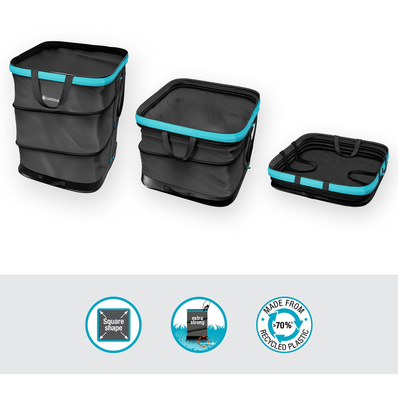 Load image into Gallery viewer, Gardena tuinafvalzak pop-up rechthoekig, maat l (zwart turquoise, tot 220 liter)