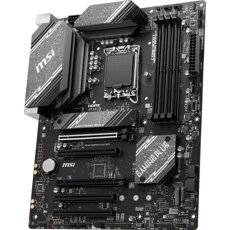 Load image into Gallery viewer, Msi b760 gaming plus wifi socket 1700 moederbord (grijs zwart, raid, 2.5gb-lan, wi-fi 6e, bt, sound, atx)