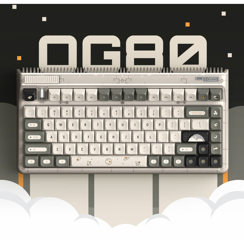 Afbeelding laden in galerijviewer, Iqunix og80 hitchhiker wireless mechanical keyboard (grijs, us lay-out (qwerty), cherry mx silent red, 80% (tkl), rgb leds, hot-swappable, pbt, 2.4ghz | bluetooth 5.1 | usb-c)