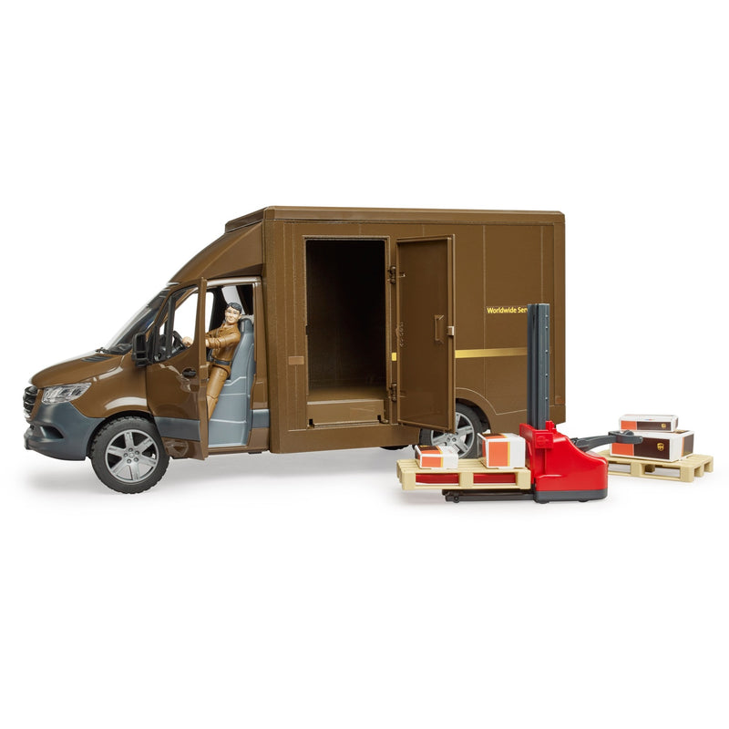 Load image into Gallery viewer, Bruder mb sprinter ups met chauffeur en toebehoren modelvoertuig (02678)