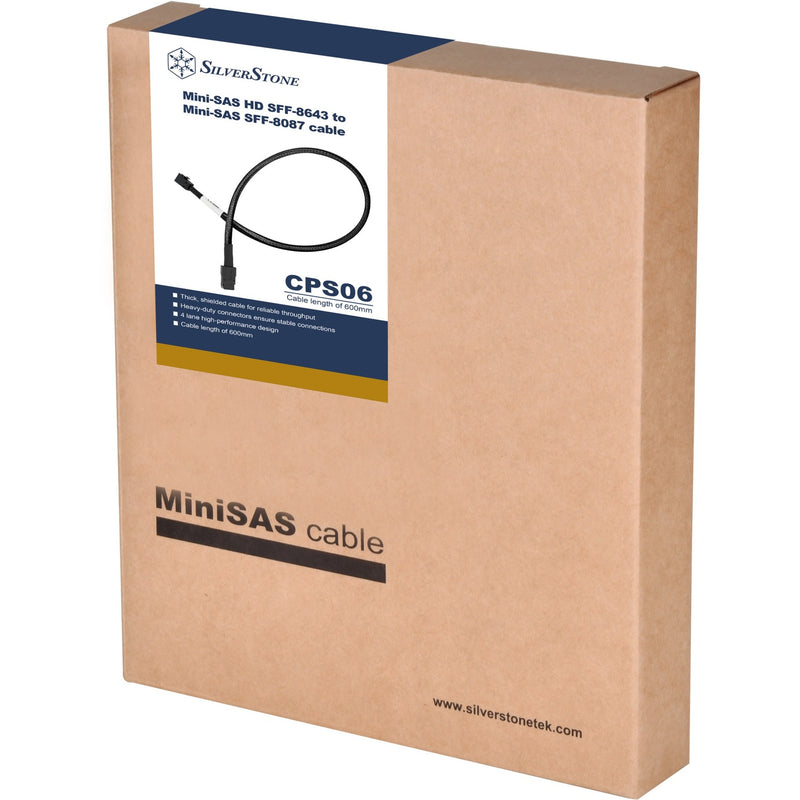 Load image into Gallery viewer, Silverstone mini-sas-adapterkabel sff 8643 naar sff-8087 (zwart, 60cm)