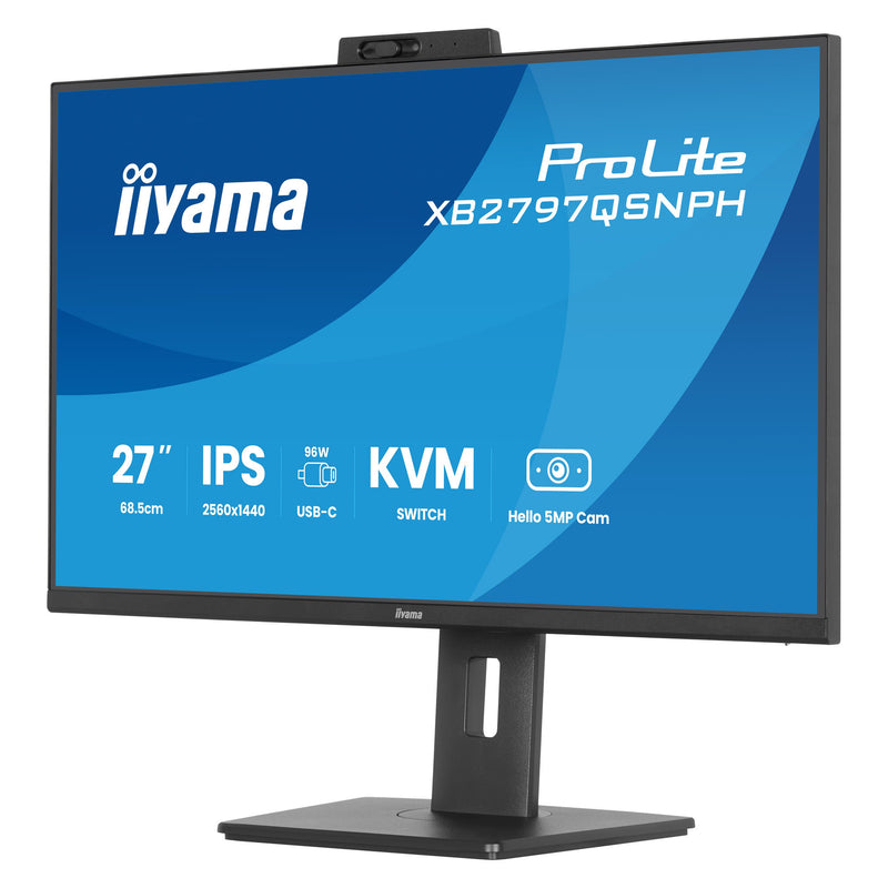 Load image into Gallery viewer, Iiyama prolite xb2797qsnph-b1 27 monitor (zwart, hdmi, displayport, usb-c, lan, audio, webcam)