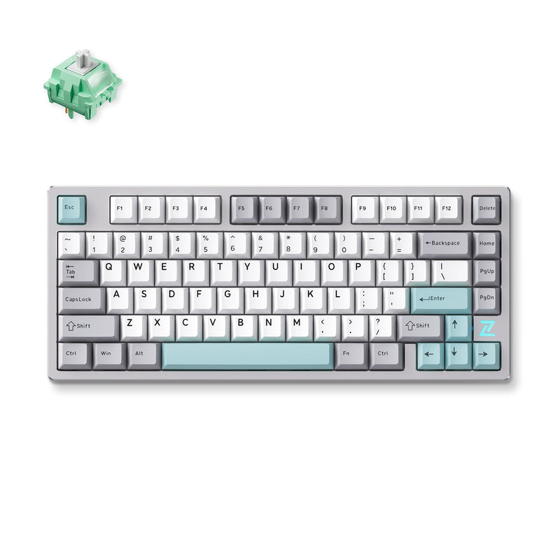 Afbeelding laden in galerijviewer, Mchose z75s gray blue cabbage tofu metal top cover wireless mechanical rgb toetsenbord (grijs, us lay-out (qwerty), ktt cabbage tofu v2, 75%, rgb, hot swap, double-shot pbt, draadloos | bluetooth | usb-c)