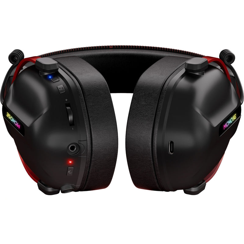 Afbeelding laden in galerijviewer, Mchose s9 pro wireless over-ear gaming headset (zwart rood, pc laptop playstation switch smartphone, 2.4g bluetooth wired type-c )