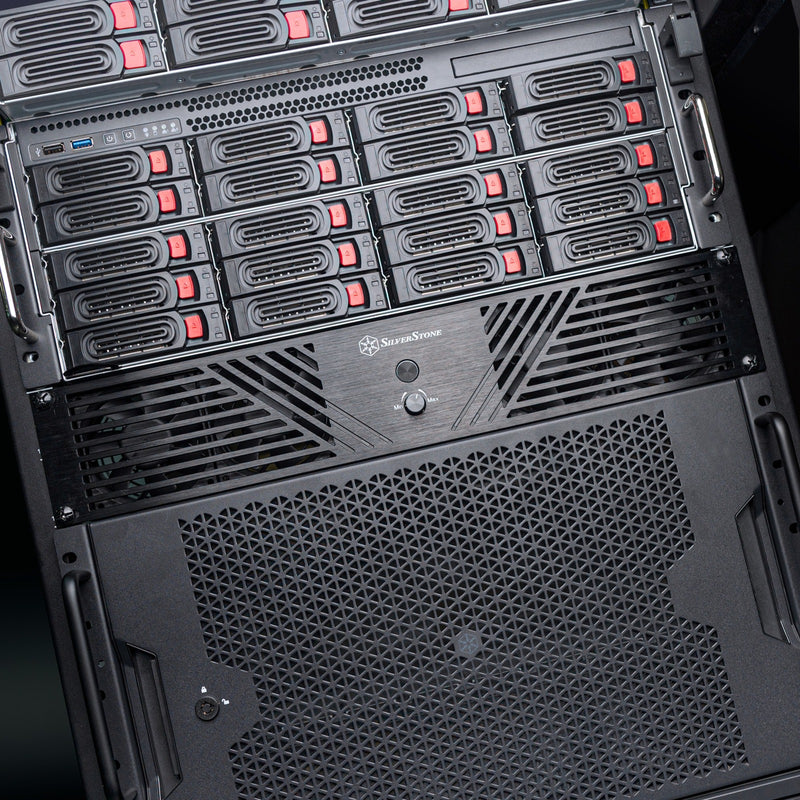 Load image into Gallery viewer, Silverstone rcp2b-480 case fans (zwart, 4 stuks, 80 x 80 x 25 mm, 2u externe fan module)