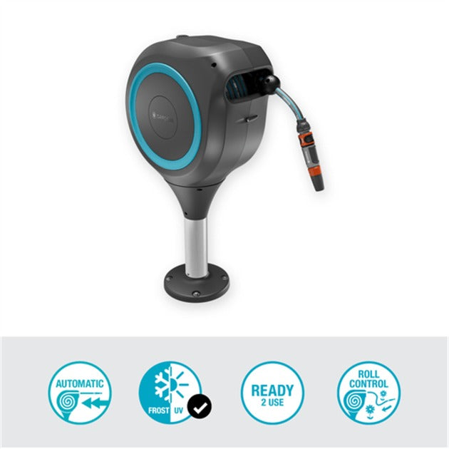 Load image into Gallery viewer, Gardena patio slangbox rollup slanghaspel (grijs turquoise, 20 meter, incl. reinigingsspuit)