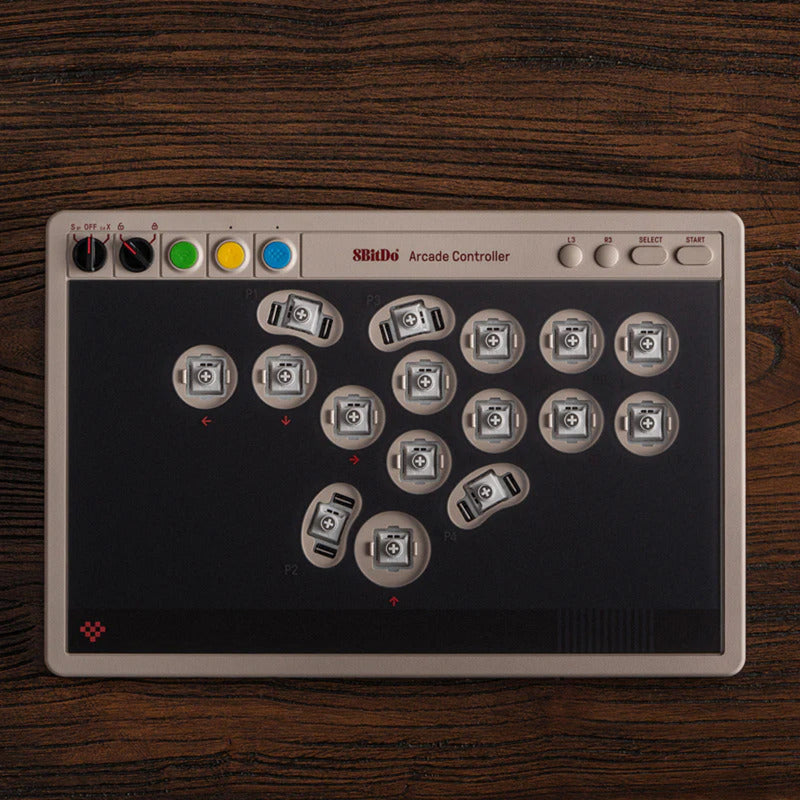 Afbeelding laden in galerijviewer, 8bitdo arcade controller (grijs rood, 2.4 ghz bluetooth usb, nintendo switch 1 + 2, pc)