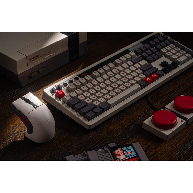 Afbeelding laden in galerijviewer, 8bitdo retro r8 mouse - n edition (grijs rood, 50 - 26000 dpi, bluetooth usb-c 2.4 ghz)
