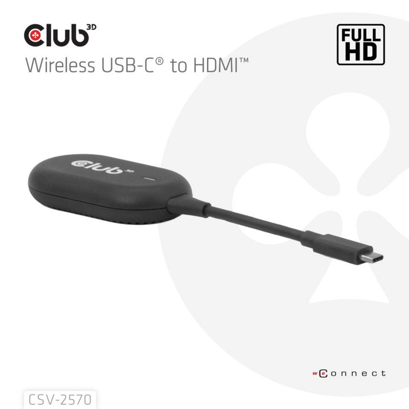Afbeelding laden in galerijviewer, Club 3d wireless usb-c to hdmi transmitter and receiver adapter (zwart)