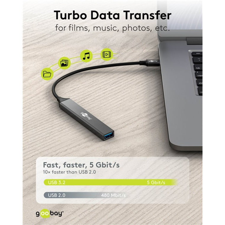 Load image into Gallery viewer, Goobay slanke usb-hub met 5 poorten, usb-c naar usb-c usb-a, 5 gbit s (lichtgrijs)
