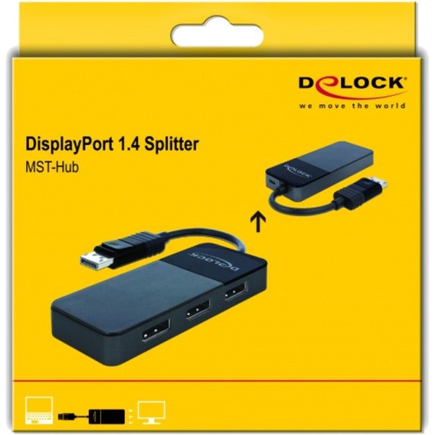 Load image into Gallery viewer, Delock displayport 1.4 in > 3x displayport out displayport splitter (zwart, 0,12 meter)