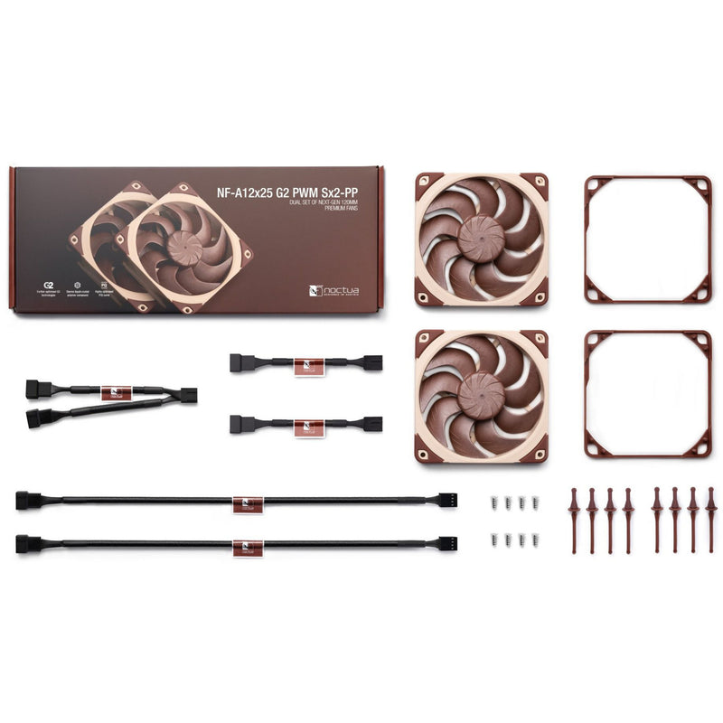 Load image into Gallery viewer, Noctua nf-a12x25 g2 pwm sx2-pp case fans (bruin, 2 stuks, 120 x 120 x 25 mm)