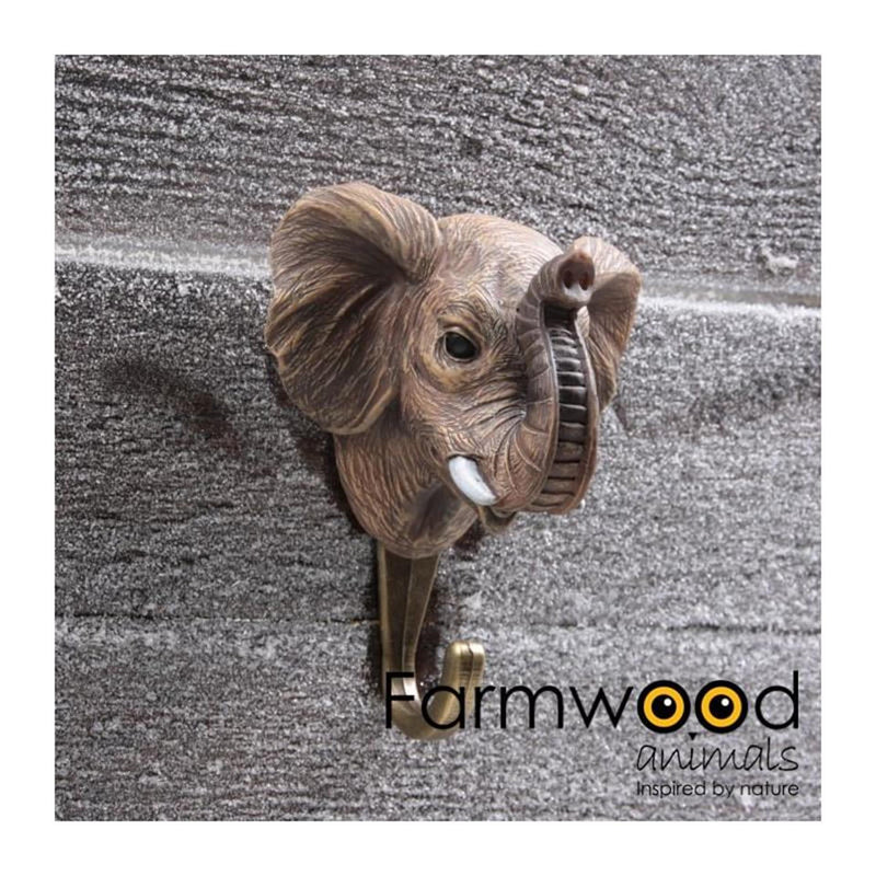Afbeelding laden in galerijviewer, Farmwood animals kapstok haak hook'd! olifant 6,5x9x11cm