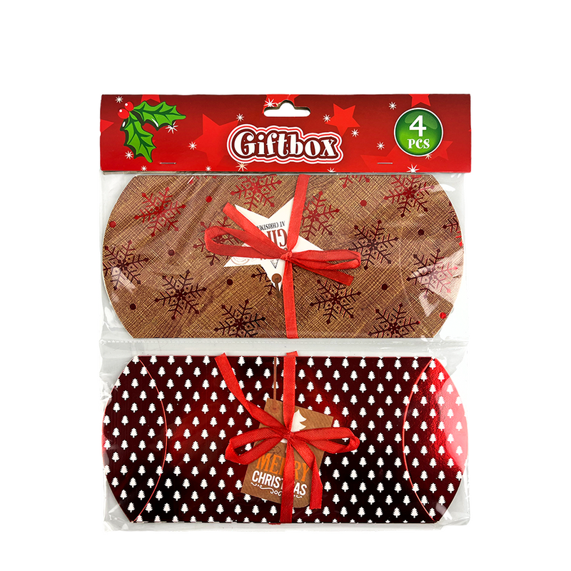 Afbeelding laden in galerijviewer, Geschenkdoos kerst rood 18x9cm 4 stuks