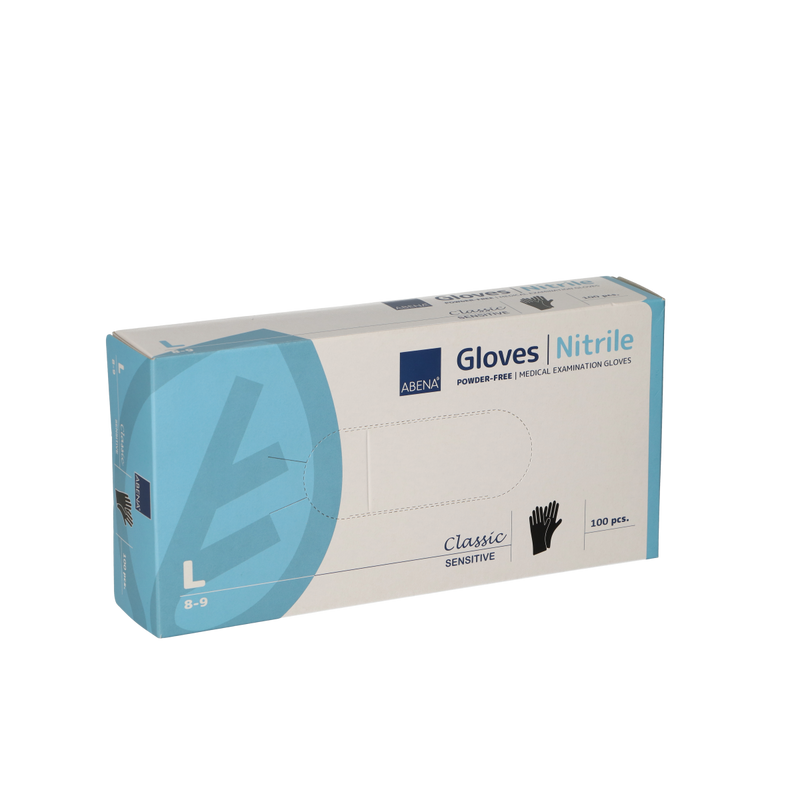 Load image into Gallery viewer, Abena poedervrije nitrile handschoenen maat large 100 stuks zwart