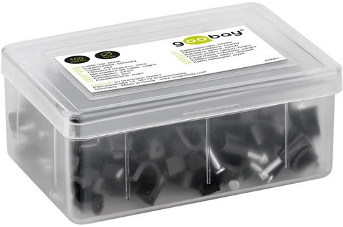 Afbeelding laden in galerijviewer, Enzo goobay kabelclip 8mm rond zwart box(100) - 4113233
