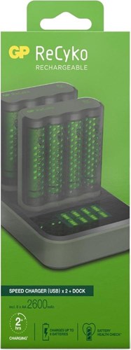 Load image into Gallery viewer, Gp batterijlader usb 2h met 4x2600ma aa batterij + 2xdock - 3503093