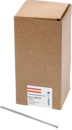 Load image into Gallery viewer, Hoenderdaal fasteners hoenderdaal spaanplaatschroef verzinkt platkop deeldraad torx tx25 6.0x140 70 | 100 stuks - 0206.01.51001