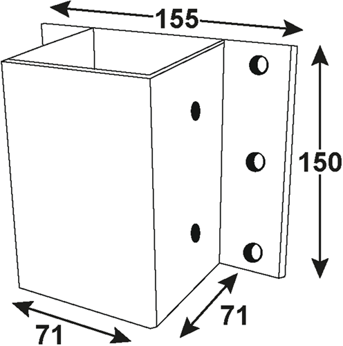 Load image into Gallery viewer, Connex paalhouder 71x71x150 (->muur) vvz - hv4333