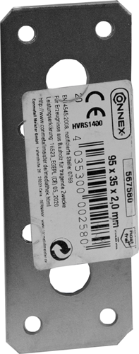 Afbeelding laden in galerijviewer, Connex verbindingsplaat 92x35x2 rvs - hvrs1400