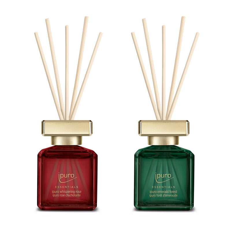 Load image into Gallery viewer, Ipuro geurdiffuserset whispering rose emerald forest 2x50ml