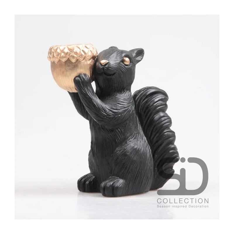 Load image into Gallery viewer, Season inspired decoration eekhoorn met waxinehouder 18x10,5x20,5cm zwart