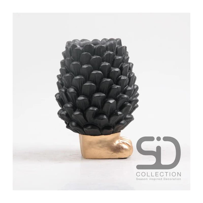 Load image into Gallery viewer, Season inspired decoration vaas dennenappel op voet 11,8x11,8x16cm zwart