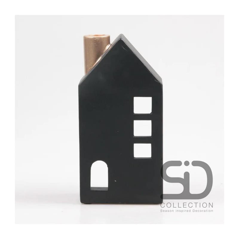 Load image into Gallery viewer, Season inspired decoration kandelaar 12x8x24cm zwart kandelaar huisje 12x8x24cm zwart